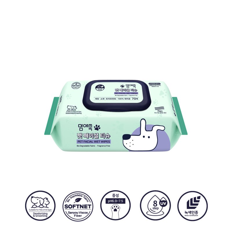 Mom-Ae-Sok Facial Grooming Pet Wet Wipes with CAP 70 S