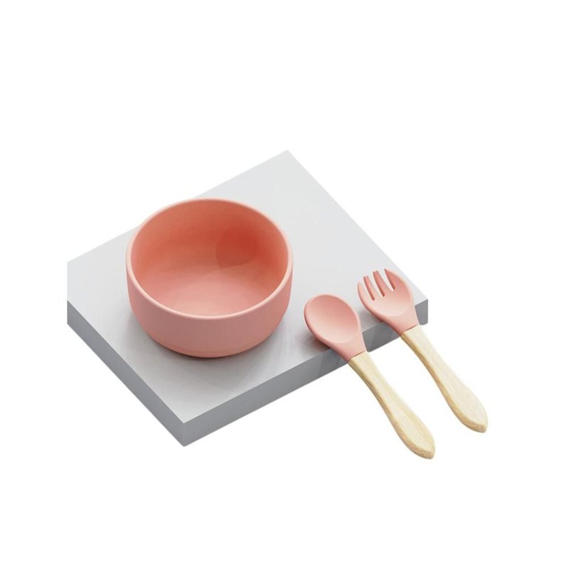 CozyNest 3-Piece Silicone Baby Utensil Set - Pink 1 S