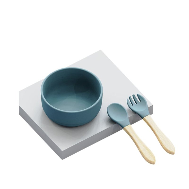 CozyNest 3-Piece Silicone Baby Utensil Set - Blue 1 S