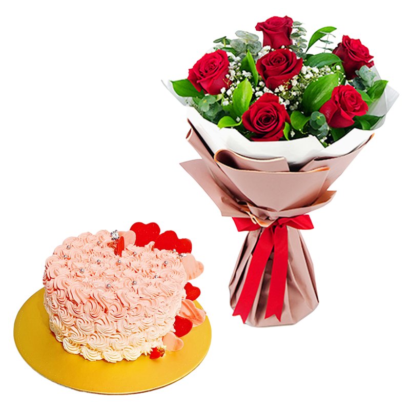 FNP Roses Bouquet With Fairy Cake 1 S
