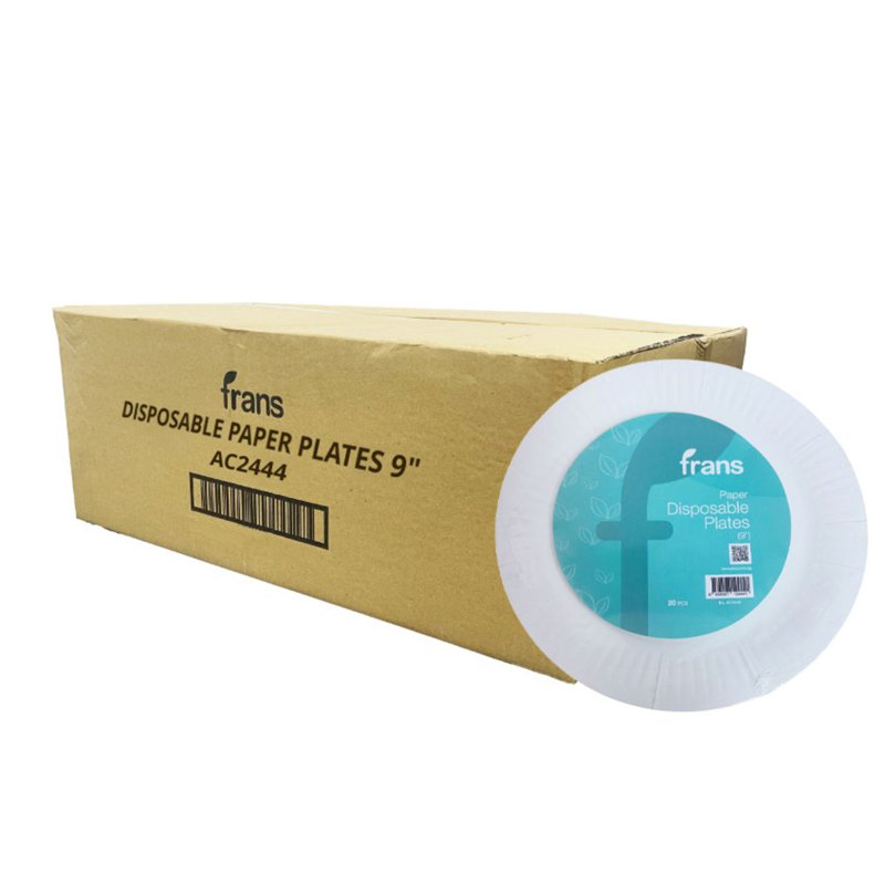 Frans Carton Disposable Paper Plates - 9 Inch 48 x 20 S
