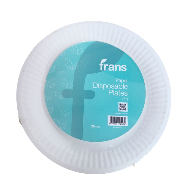 Frans Disposable Paper Plates - 7" 20 S