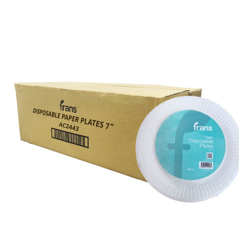 Frans Carton Disposable Paper Plates - 7" 48 x 20 S