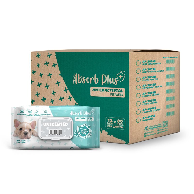 Absorb Plus AntiBacterial PetWipes (Unscented),Carton Deal 0