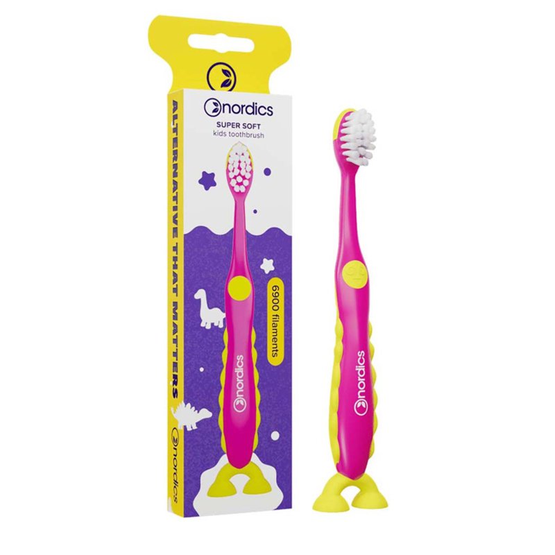 Nordics Kids Premium Toothbrush Pink Dino Super Soft 1 S