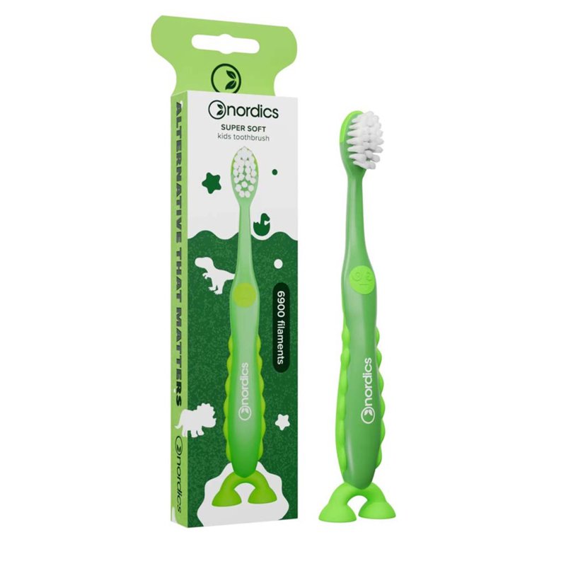 Nordics Kids Premium Toothbrush Green Dino Super Soft 1 S