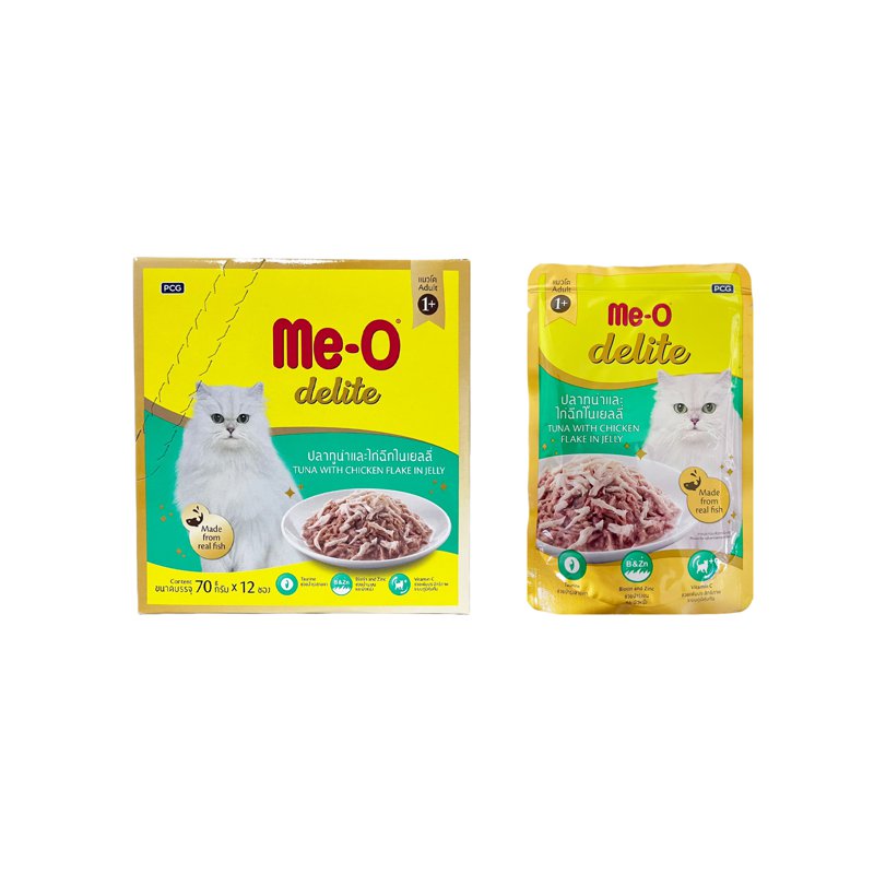Me-O Delite Pouch Tuna With Chicken Flake In Jelly