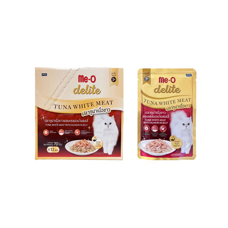 Me-O Delite Pouch Tuna Whitemeat With Salmon In Jelly