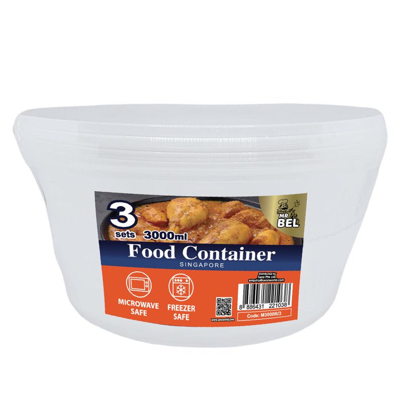 Bel Food Container (Round) M3000R x 3's