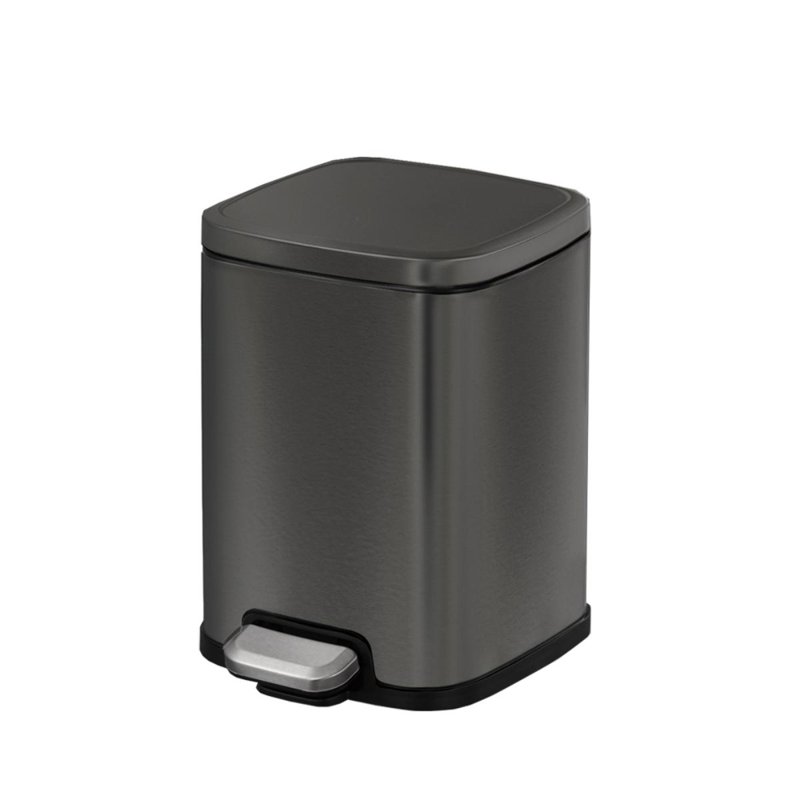 Eko S S Rectangle Step Bin With Soft Closing Lid,, Black