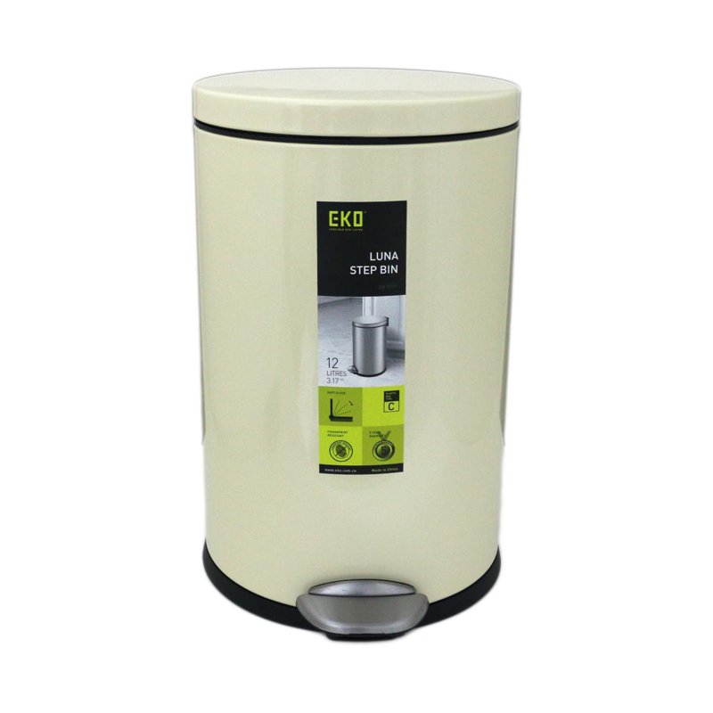 Eko S S Step Bin With Soft Closing Lid,, Cream, Luna