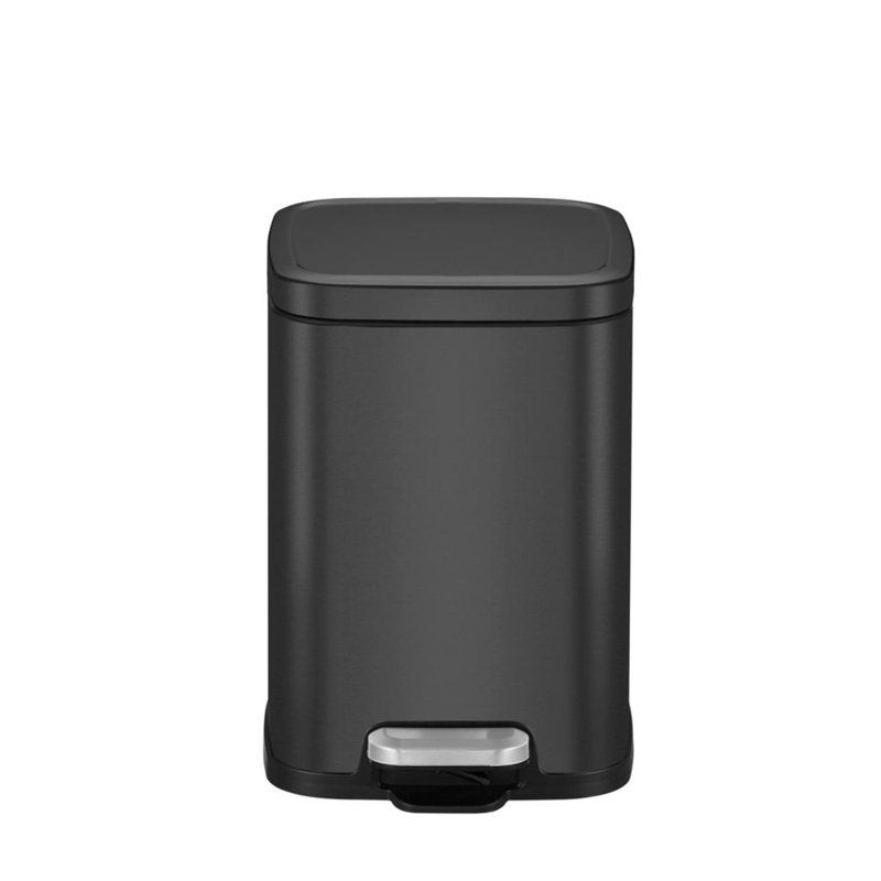 Eko S S Rectangle Step Bin With Soft Closing Lid,, Black