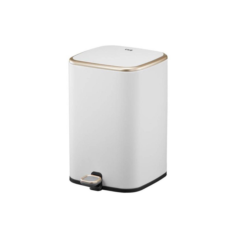 Eko S S Rectangle Step Bin With Soft Closing Lid,, White