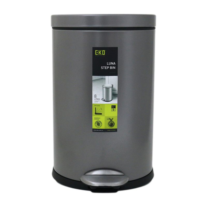 Eko S S Step Bin With Soft Closing Lid,, Titanium Grey