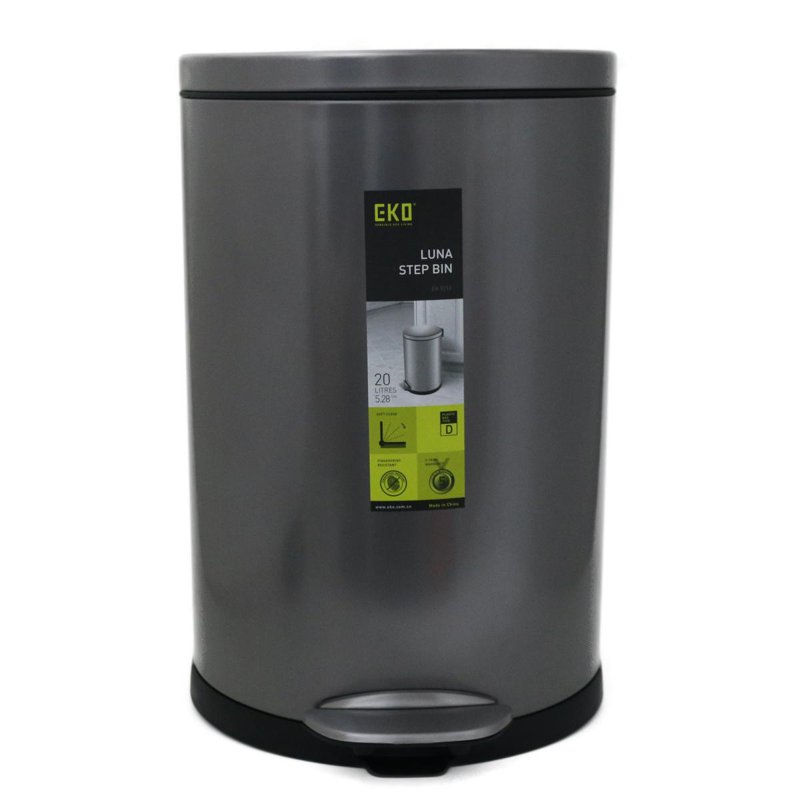Eko S S Step Bin With Soft Closing Lid Titanium Grey