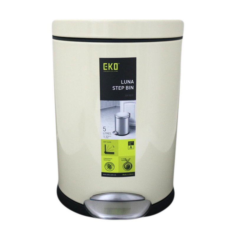 Eko S S Step Bin With Soft Closing Lid,, Cream, Luna