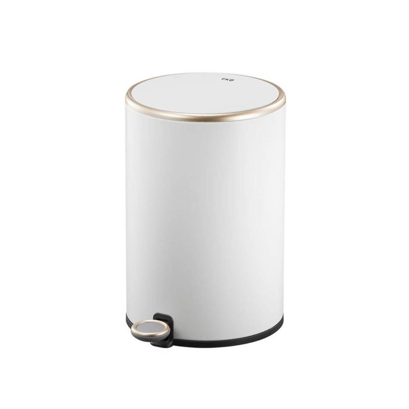 Eko S S Round Step Bin With Soft Closing Lid,, White