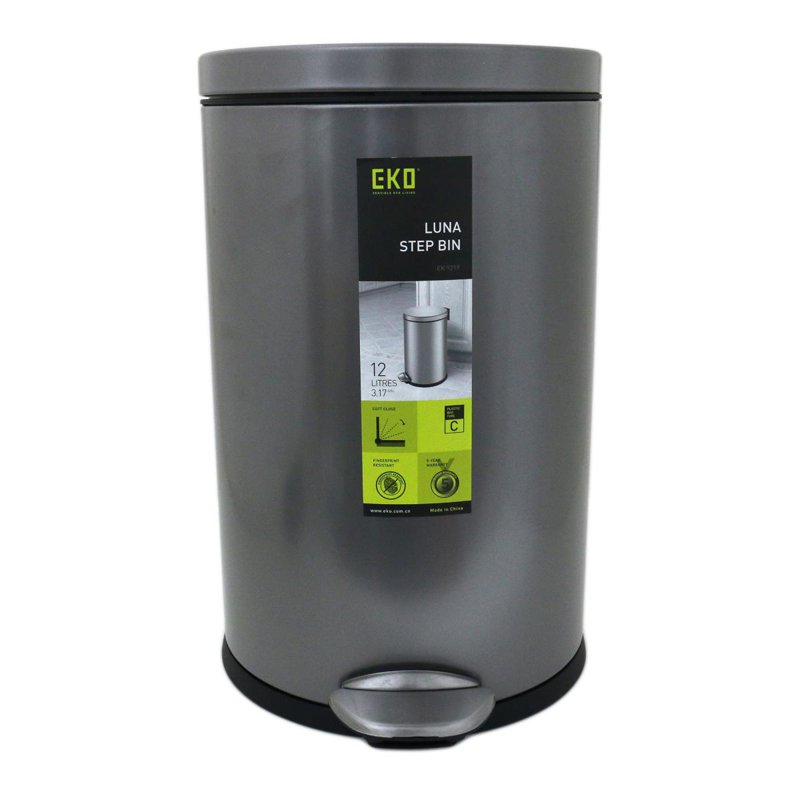 Eko S S Step Bin With Soft Closing Lid Titanium Grey