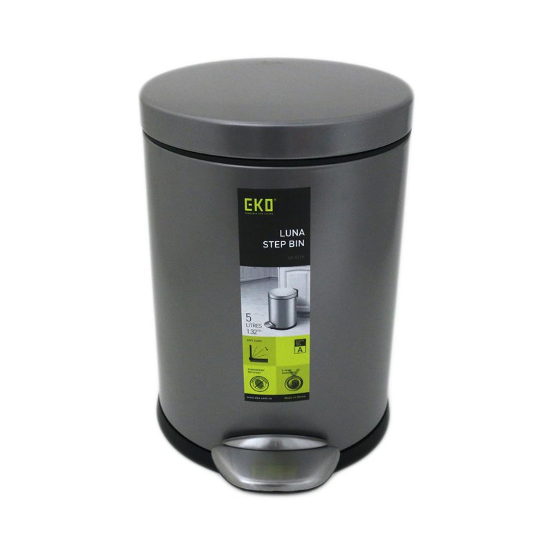 Eko S S Step Bin W Soft Closing Lid Titanium Grey
