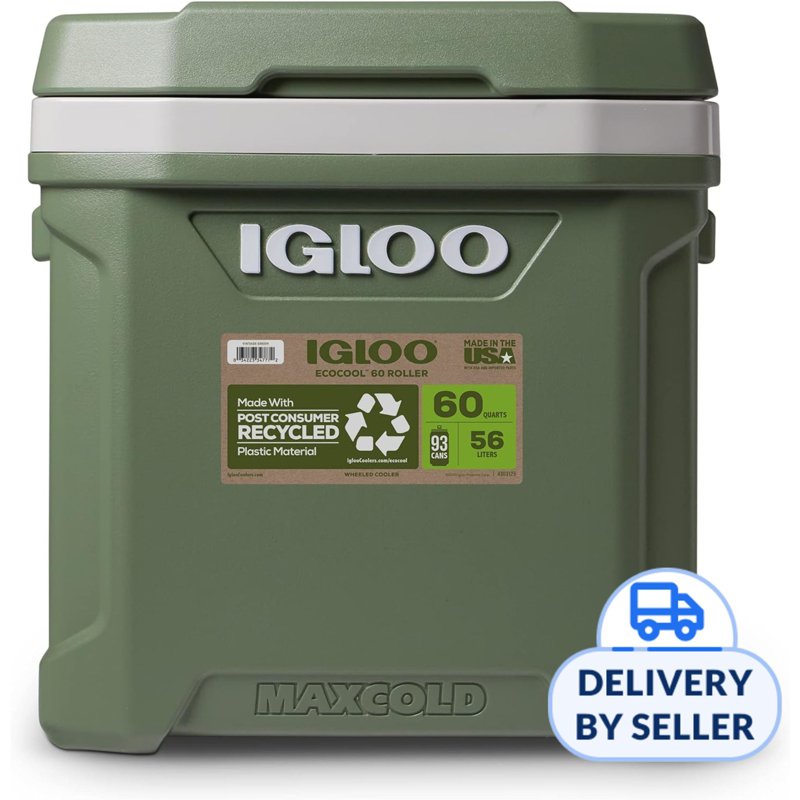 IGLOO Ice Cooler Box Latitude 60 Quarts W/ Rollers - ECOCOOL 1 S