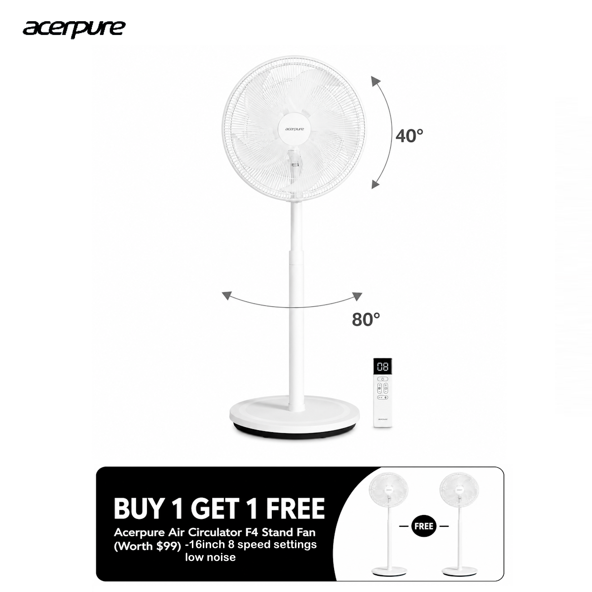 Acerpure Cozy F4 Smart DC Air Circulator Fan AF354-20W 1 M