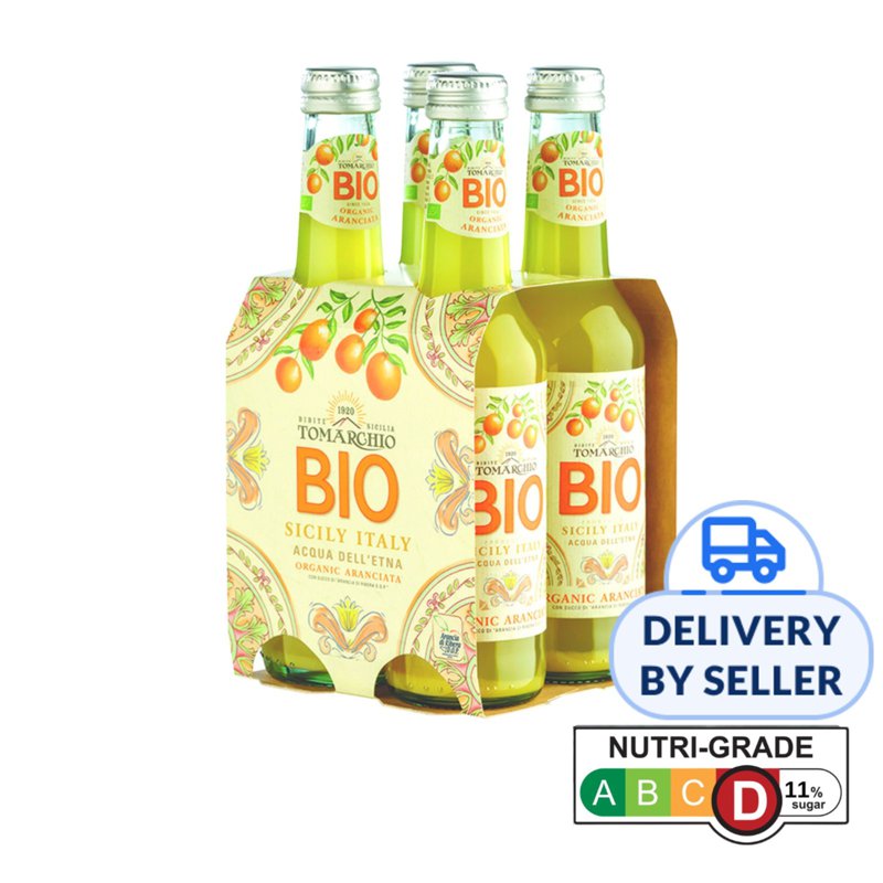 Tomarchio Organic Soft Drink - Aranciata (Orange) 4 x 275 M