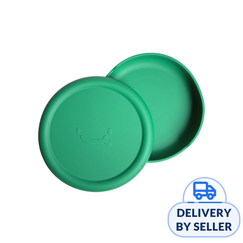 Jammuk Green Baby Silicone Suction Plate with Lid Cover