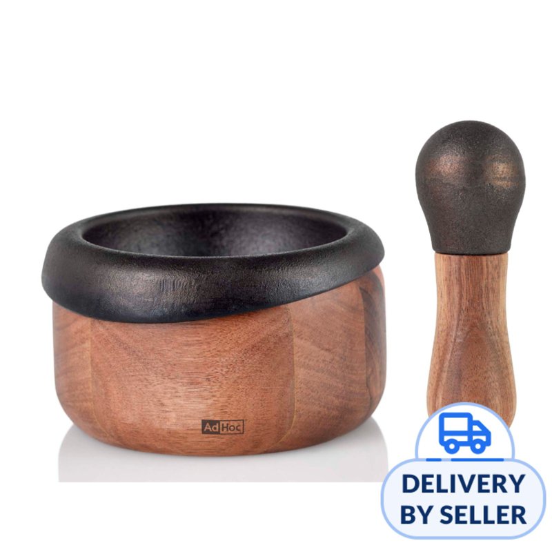 Ad Hoc Cast Iron Mortar And Pestle With Wooden Handle 1 S