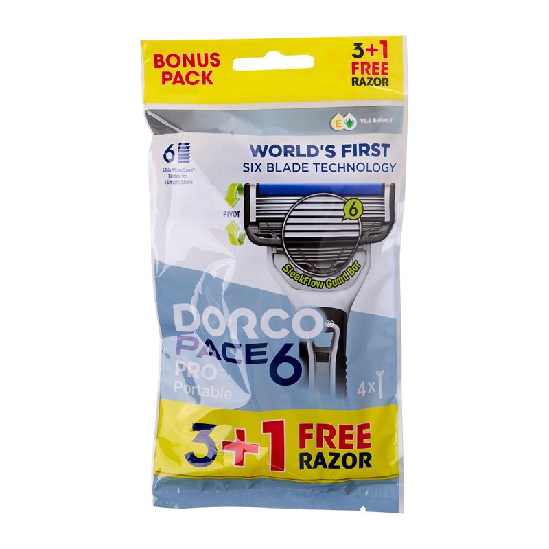Dorco Pace 6 Pro - 4 x 6 Blade Disposable Razors 1 S