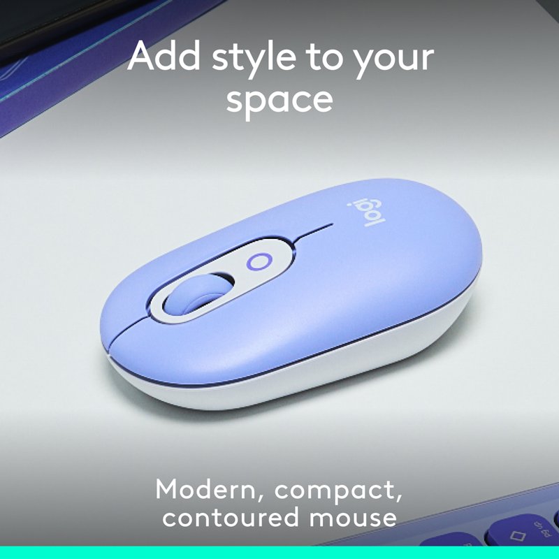 Logitech Pop Wireless Bluetooth Mouse With Emoji - Lilac 1 S