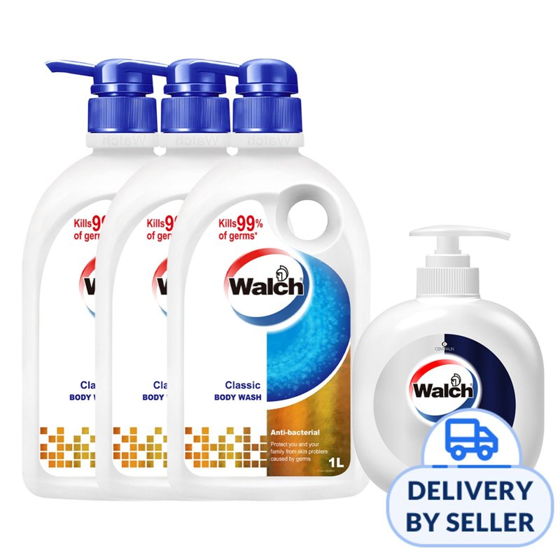 Walch Body Wash Bundle - Classic (FREE Handwash) 4 x 4 S