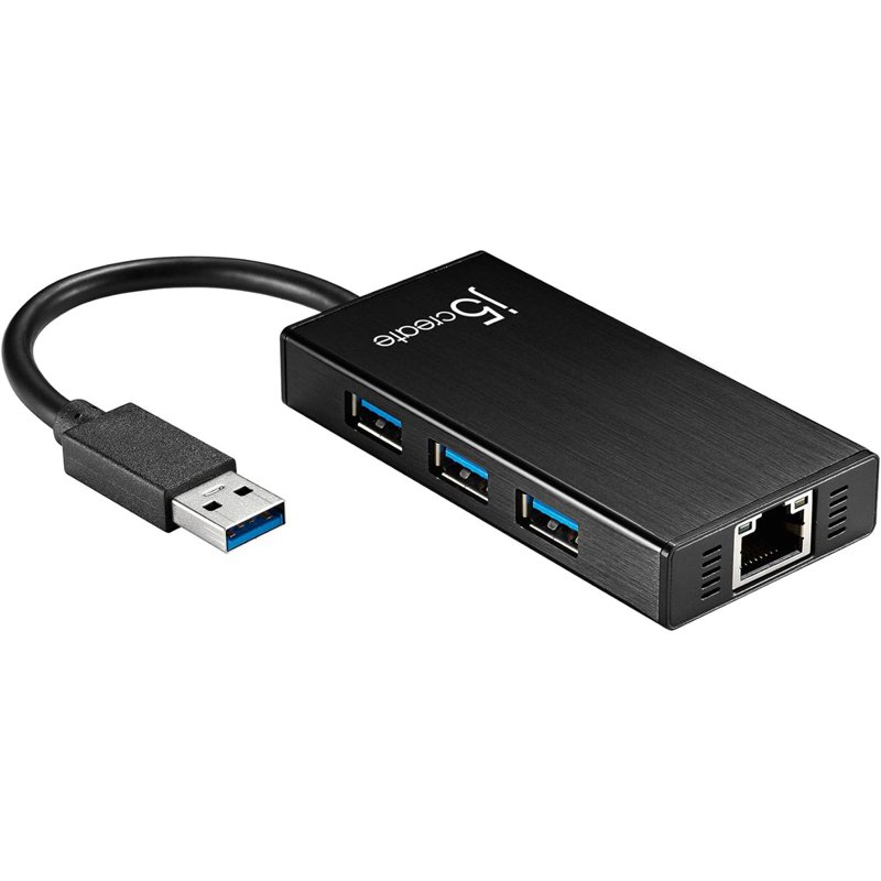 J5Create USB 3.0 Gigabit Ethernet+3-Port Hub JUH470 1 S