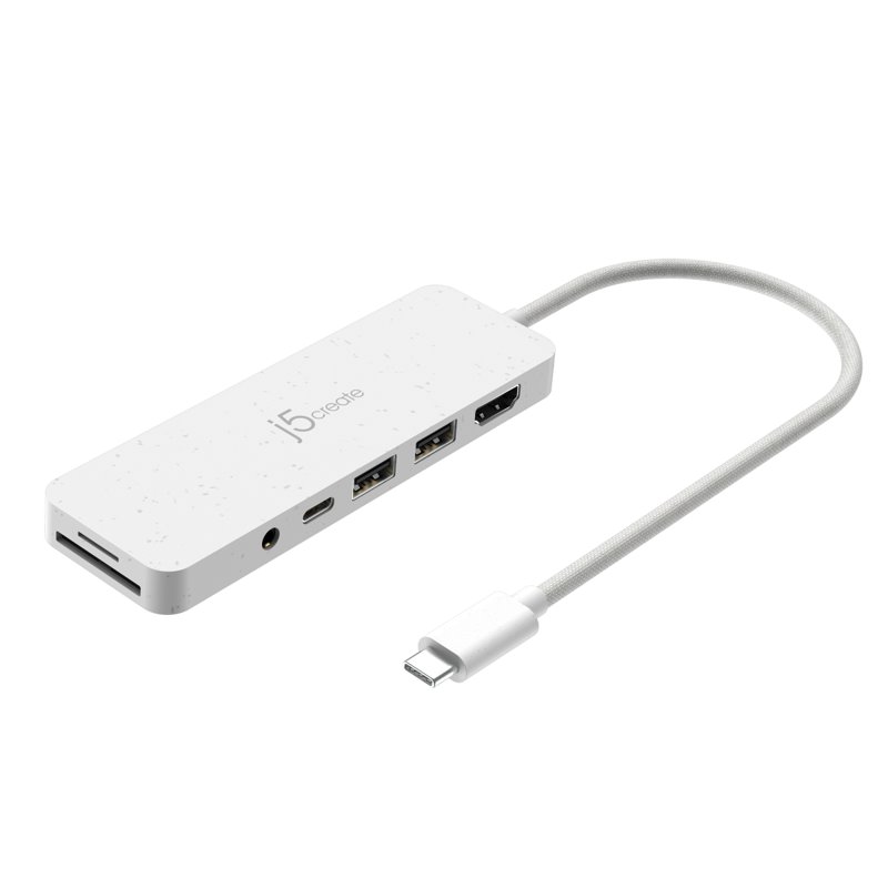 J5Create USB-C Multi-Port Hub With PD (Eco) White JCD373EW 1 S