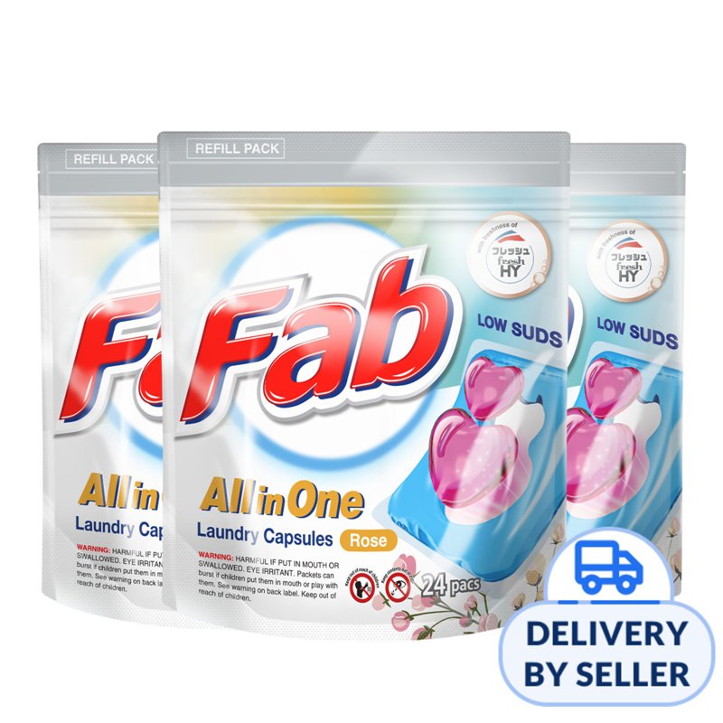 Fab All in One Laundry Capsules Refill - Rose 3 x 24 S