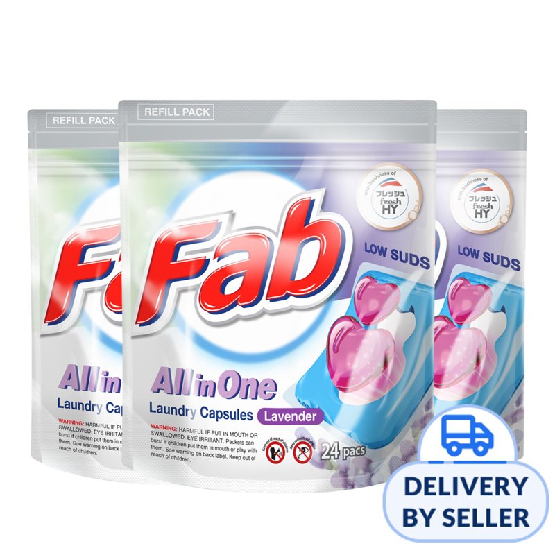Fab All in One Laundry Capsules Refill - Lavender 3 x 24 S
