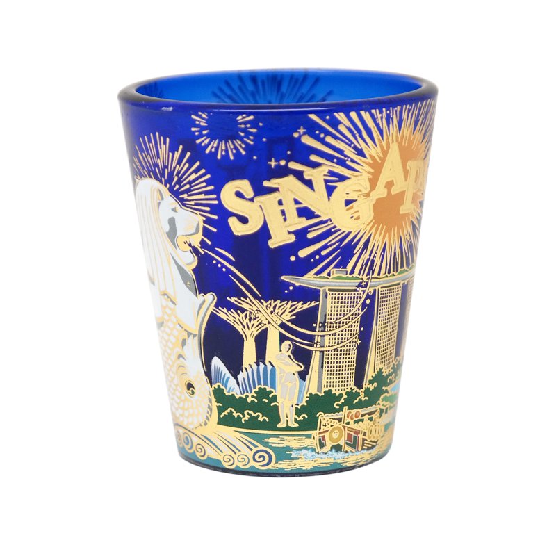 ACE Cobalt Blue Shot Glass with Gold Foil - Fireworks 1 S