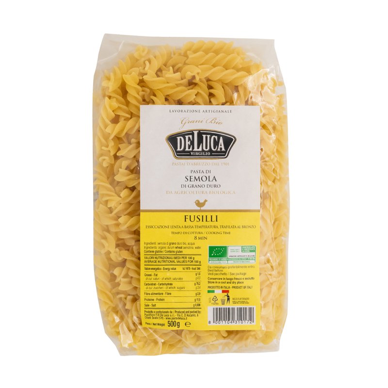 Deluca Bio Organic Italian Fusilli Pasta