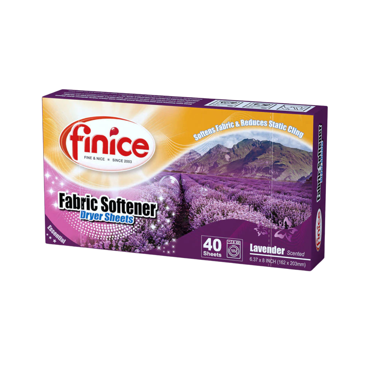 Finice Fabric Softener Dryer Sheet Lavender (162x203mm) 1 S