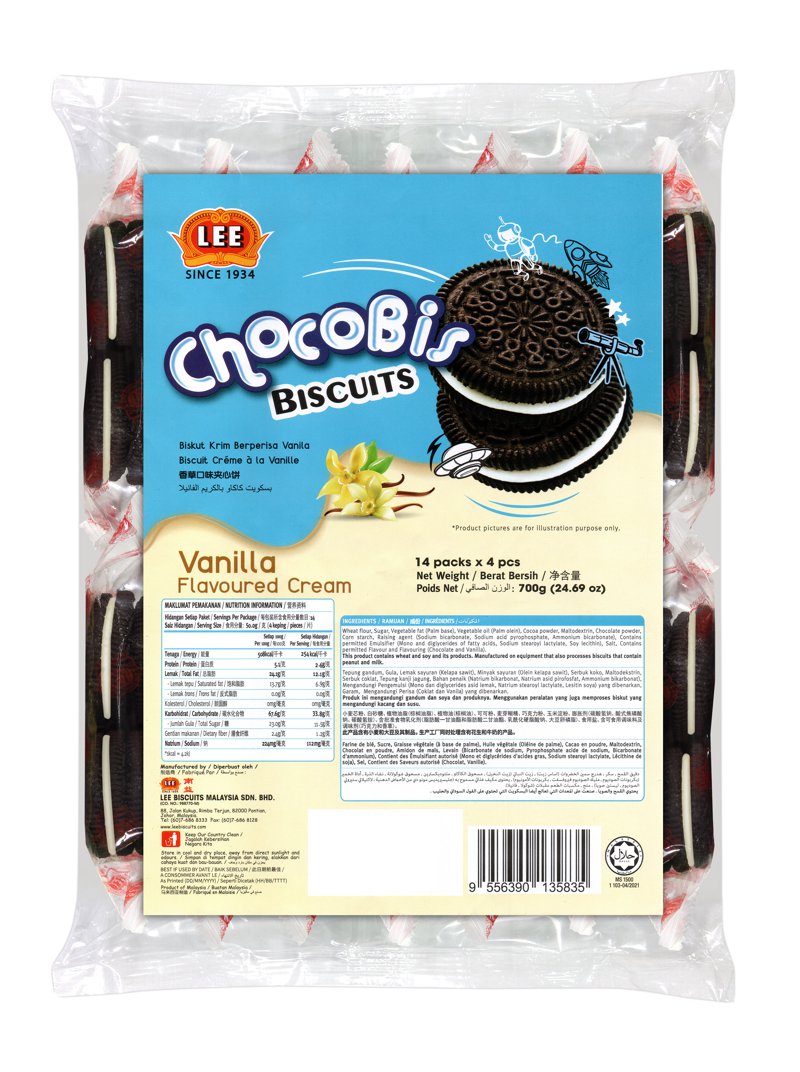 Lee Chocobis Vanilla Filled Biscuits - 14 sachets x 4 pcs 700 G