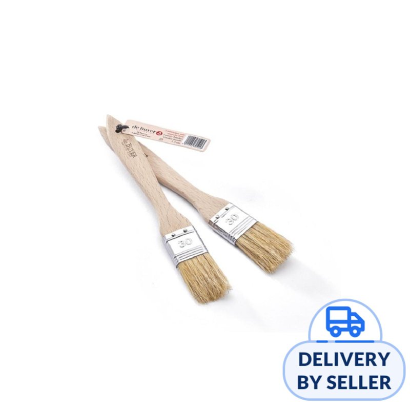DE BUYER Pastry Brush Wood Handle Flat Set - 30mm 2 S