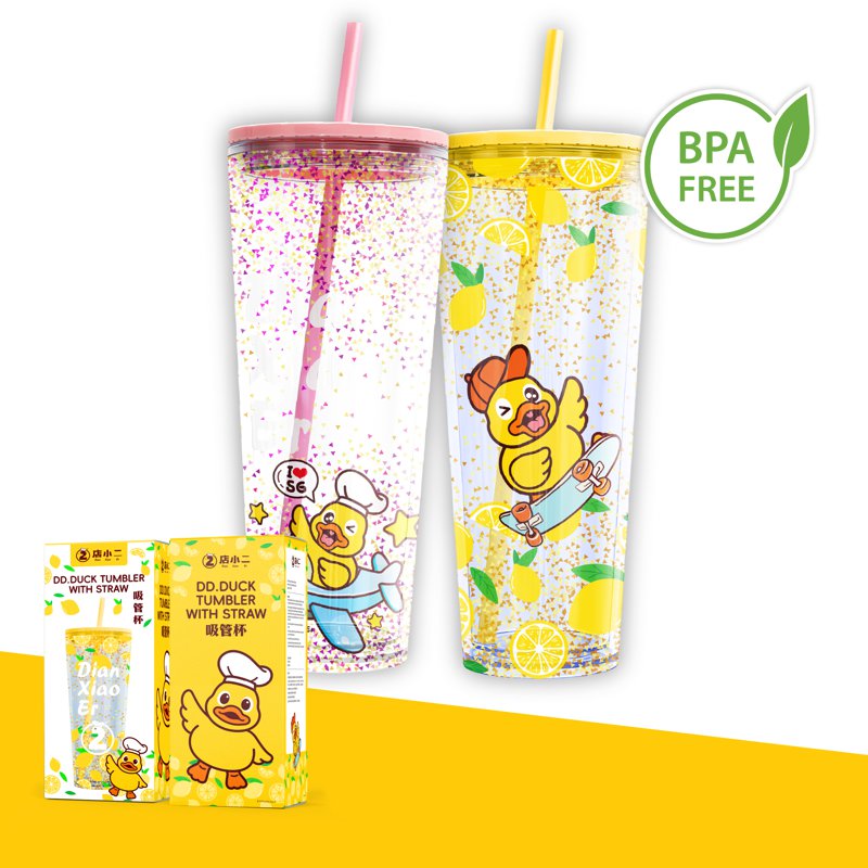 Dian Xiao Er Tumbler with Straw Lemon and Classic