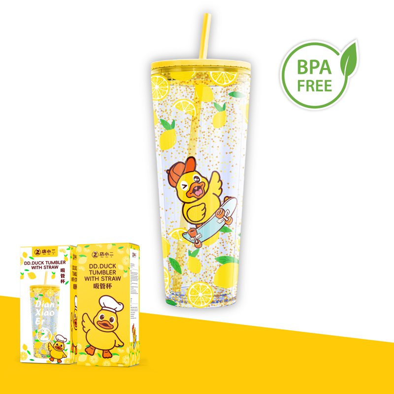 Dian Xiao Er Tumbler with Straw Lemon