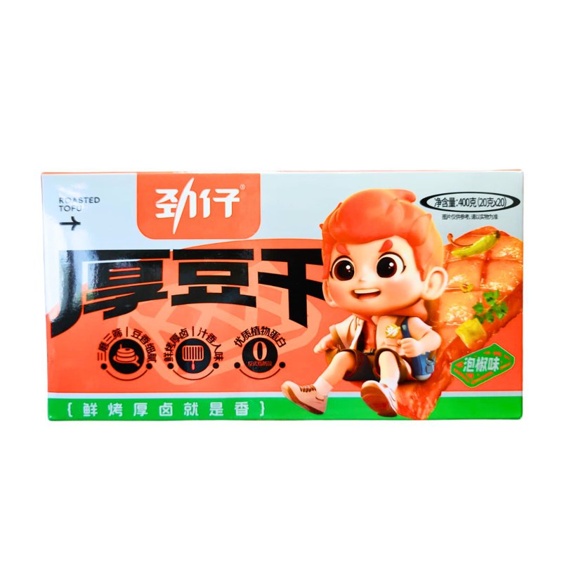 Jin Zai Thick Dried Tofu Snack - Pickled Pepper Flavor