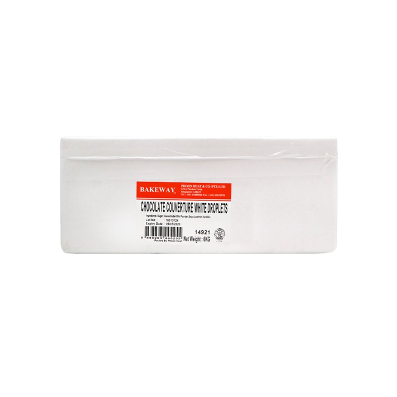 Bakeway Chocolate Couverture Droplets - White 6 KG
