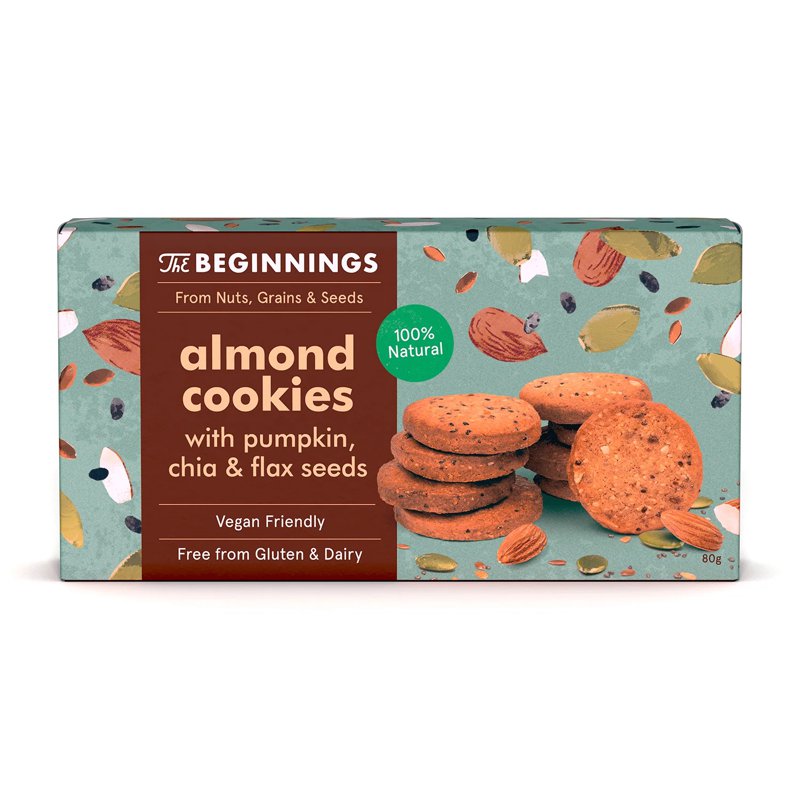 The Beginnings Almond Cookies with Pumpkin, Chia & Flax seeds - Gluten-Free
