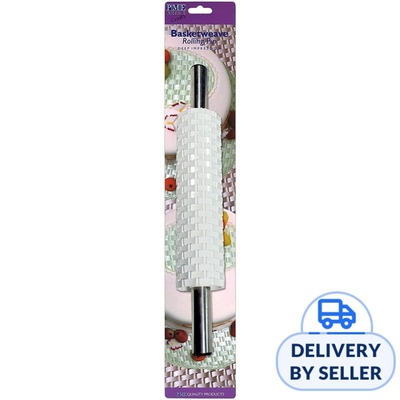 PME Rolling Pin with Handle - Basketweave (10")