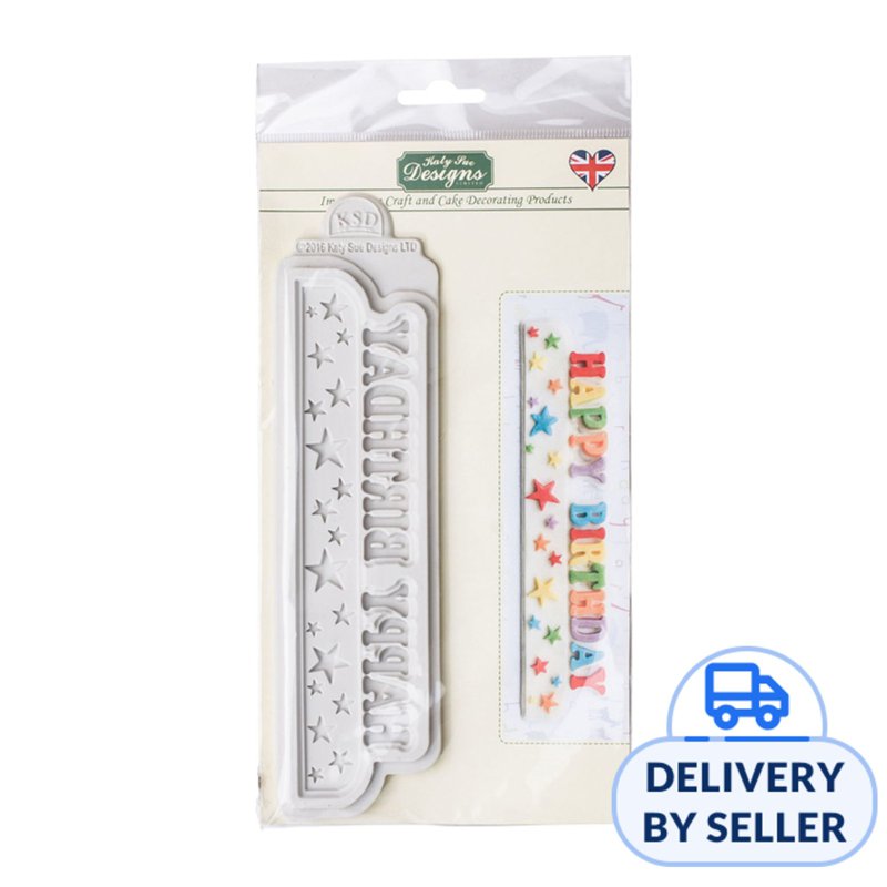 Katy Sue Silicone Mould - Happy Birthday Star Plaque 1 S