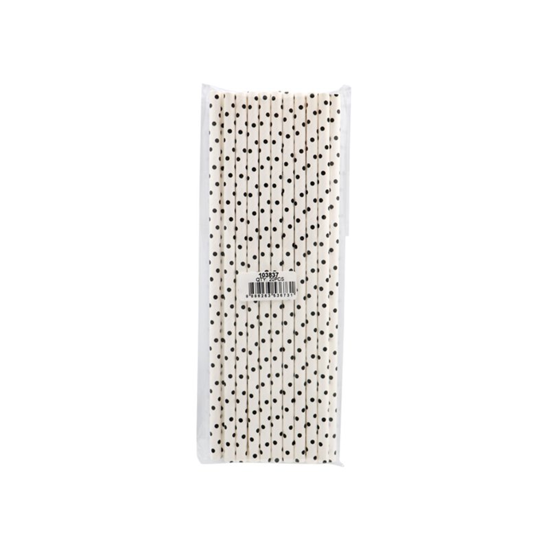 RedMan Paper Straw - Black Polka Dot 20 S
