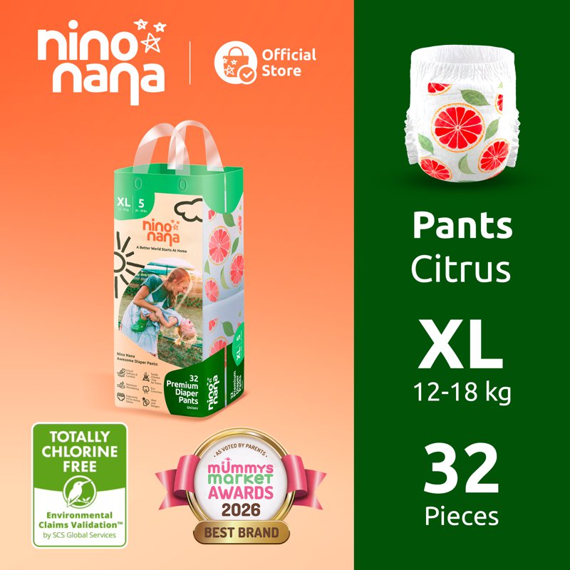 Nino Nana Diaper Pants - Citrus XL (12- )