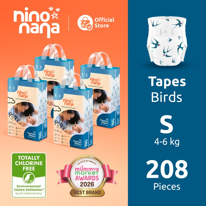 Nino Nana MegaCase Tape Diapers - Birds